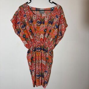 Maeve Anthropologie Ikat Print Dolman Sleeve Cinched Waist Dress‎ Size Medium
